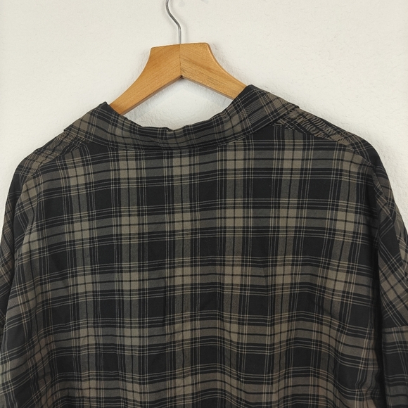 Vince Plaid Easy Pullover Cotton Dress in Military Size Small V-Neck 3/4 Sleeve - Picture 13 of 13